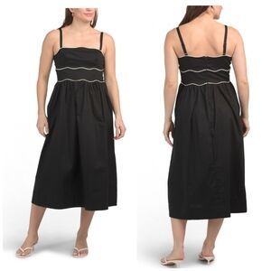 🖤🔹️Donna Morgan 🔹️black Cotton Blend Poplin Fit And Flare Midi Dress size 10